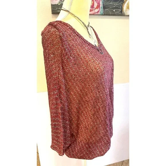 Jella Couture kaftan knitted top, wine,  size 8/10 medium - Picture 10 of 10